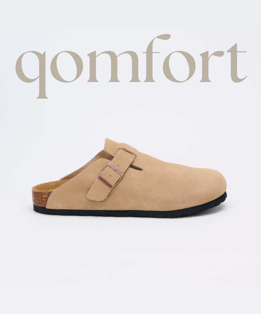 The Premium Suede Clog in Camel, side view