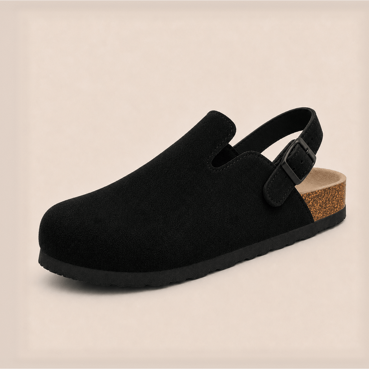 The Backstrap Suede Clog in Black