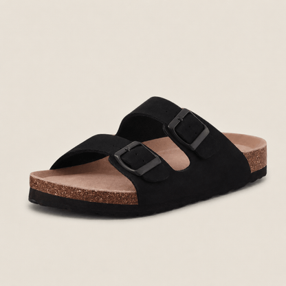 The Cork Sandal in Midnight