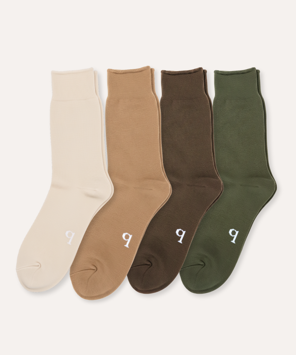 Staple Socks (4-Pack) in Cream, Toffee, Cocoa and Olive