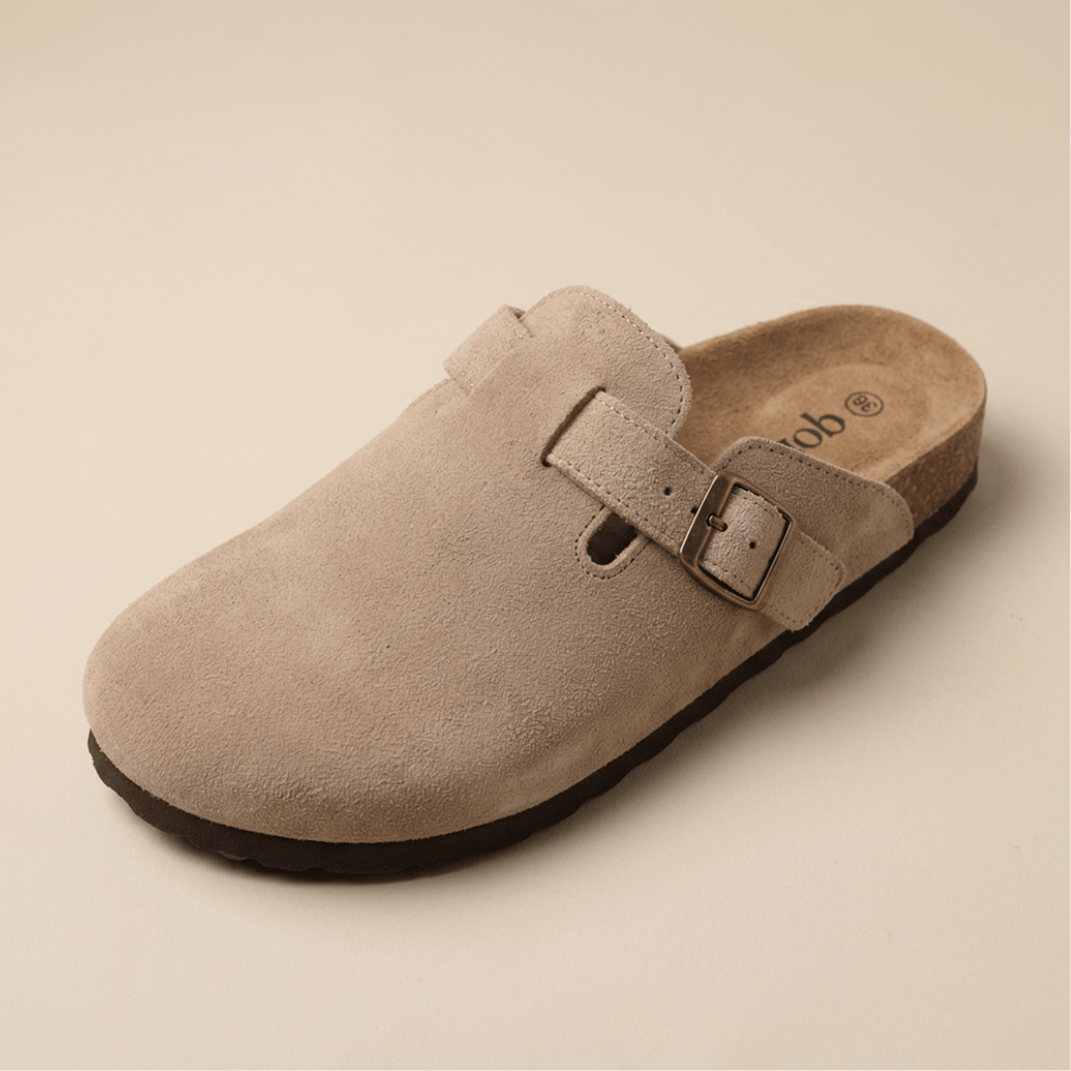 The Classic Suede Clog in Taupe